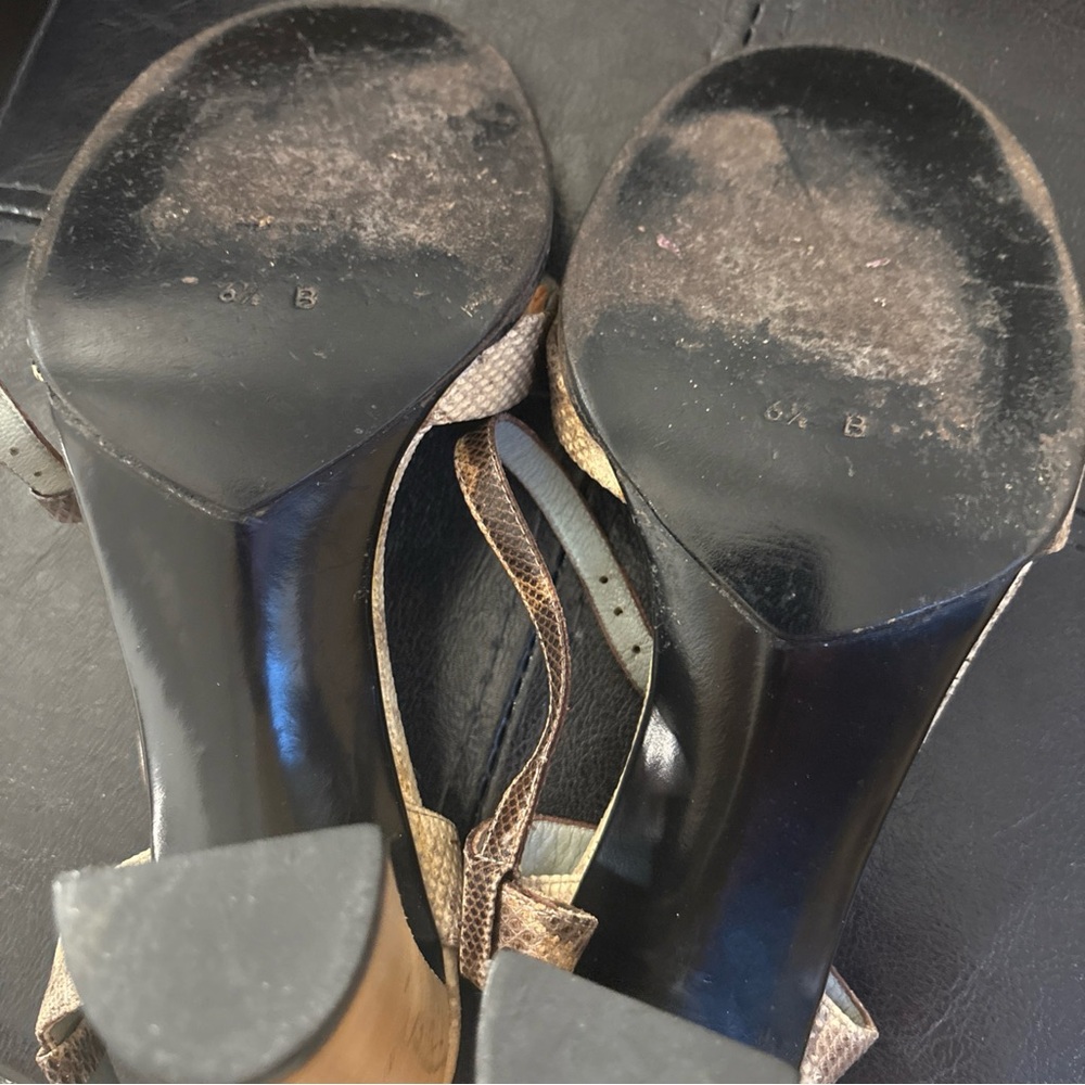 Gucci Sandals high heels wood Python snake skin sandal size 6.5 - Picture 5 of 13